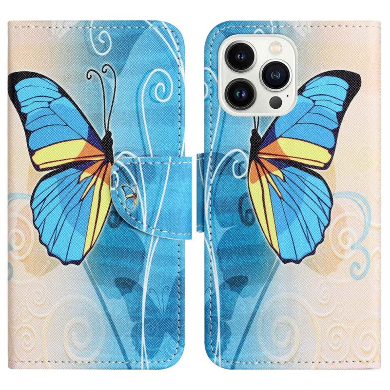 Folio-fodral För iPhone 14 Pro Fjärilar