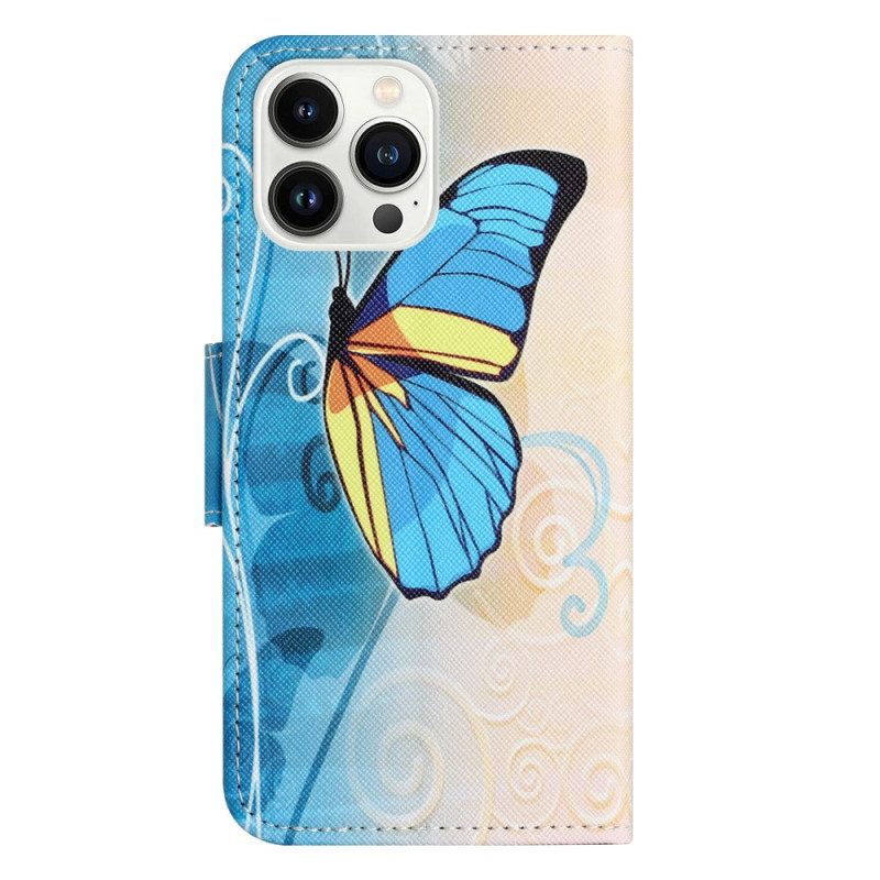 Folio-fodral För iPhone 14 Pro Fjärilar
