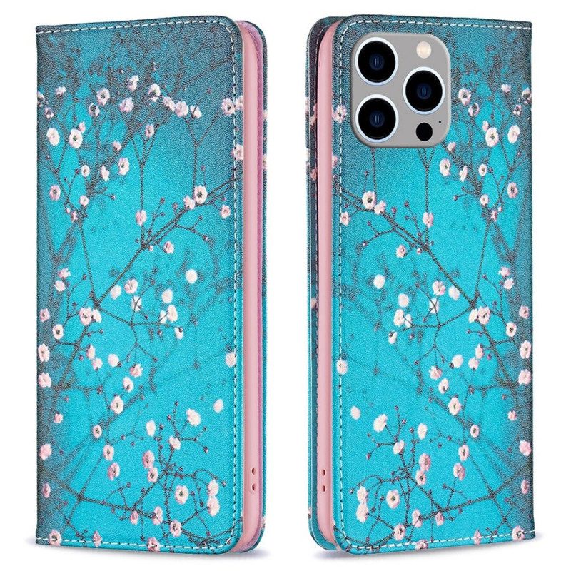 Folio-fodral För iPhone 14 Pro Max Läderfodral Blomster