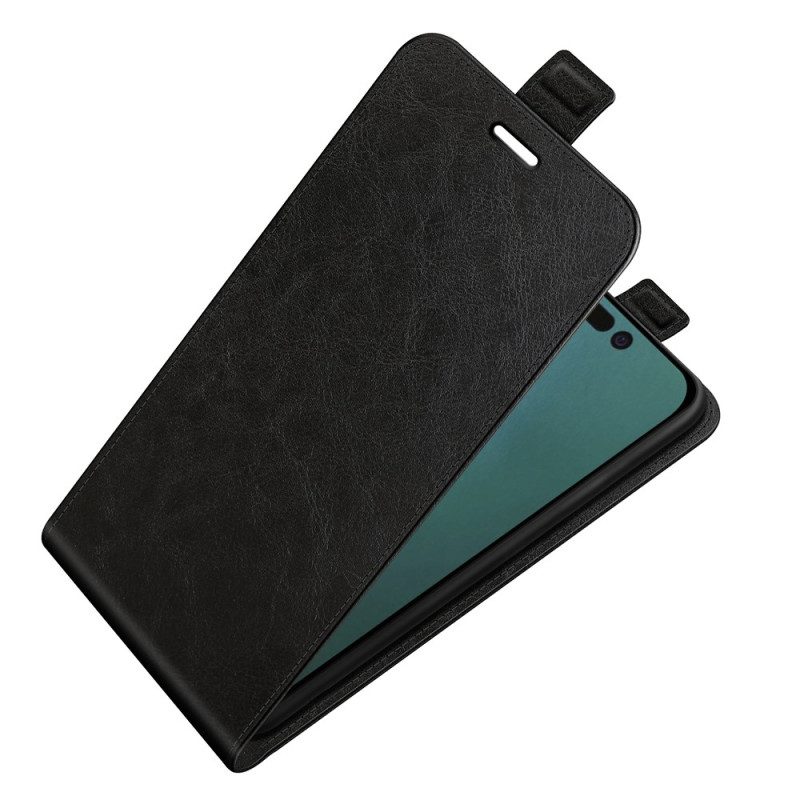 Folio-fodral För iPhone 14 Pro Max Läderfodral Vertikal Lädereffekt
