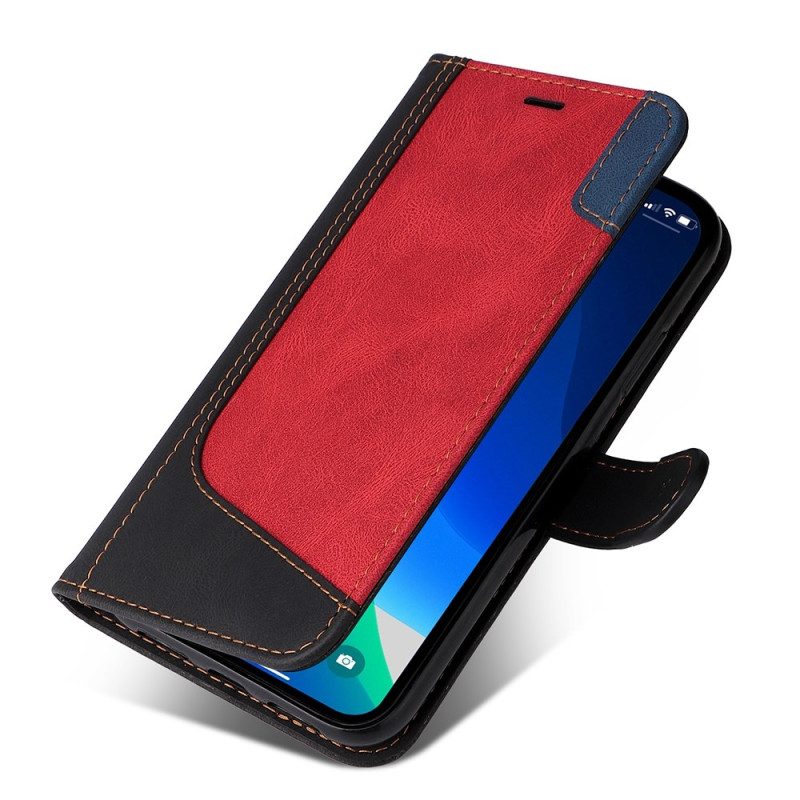 Folio-fodral För iPhone 14 Pro Max Med Kedjar Tricolor Med Rem