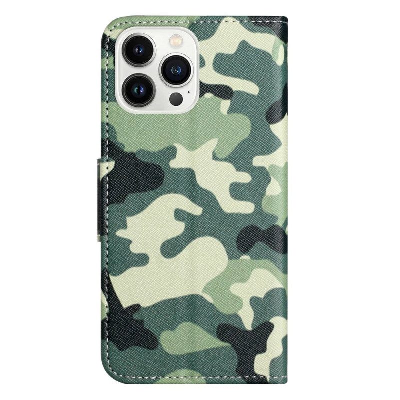 Folio-fodral För iPhone 14 Pro Militärt Kamouflage