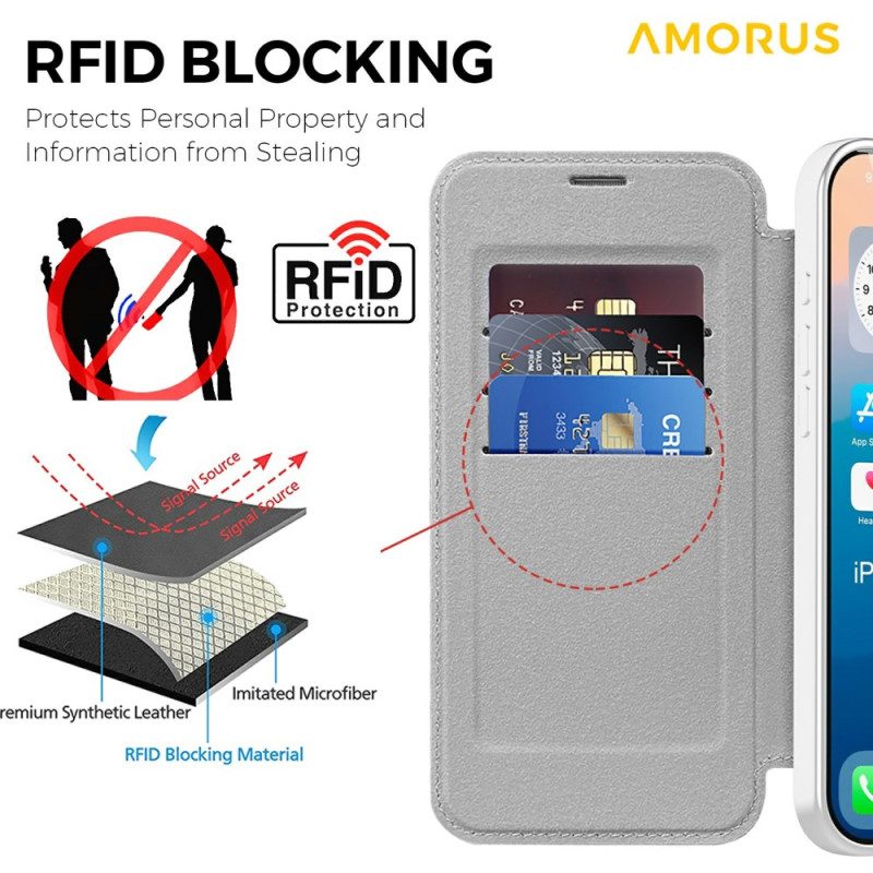 Folio-fodral För iPhone 17 Pro Max Magsafe-kompatibel Med Rfid-korthållare
