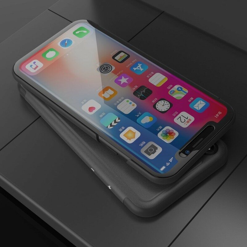 Folio-fodral För iPhone XS Max Läderfodral Spegel