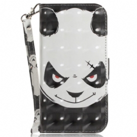 Folio-fodral iPhone 15 Plus Med Kedjar Arg Panda Med Rem