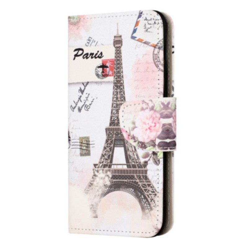 Folio-fodral iPhone 15 Vintage Eiffeltorn