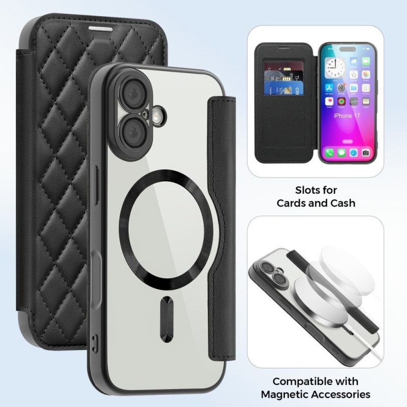 Folio-fodral iPhone 17 Magsafe-kompatibel Quiltad