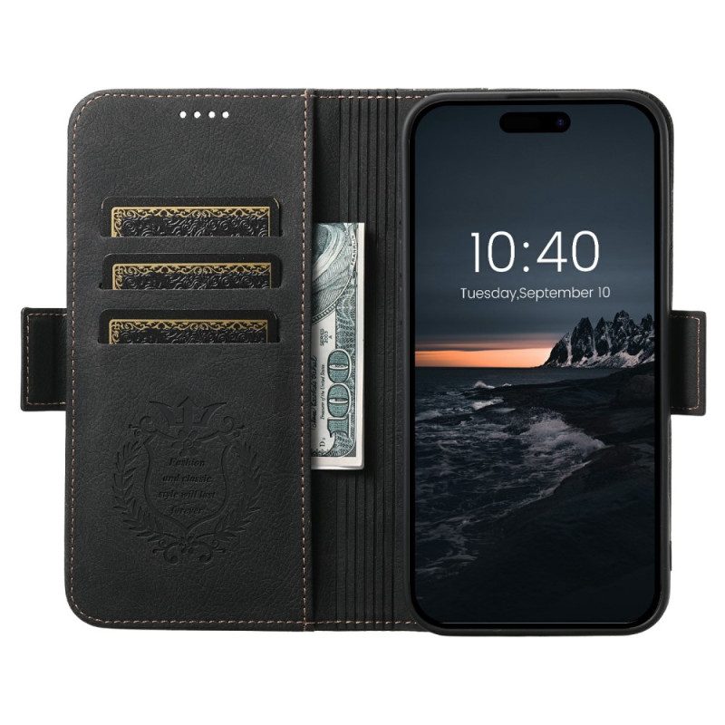 Folio-fodral iPhone 17 Pro Magsafe-kompatibelt Litchi-tyg