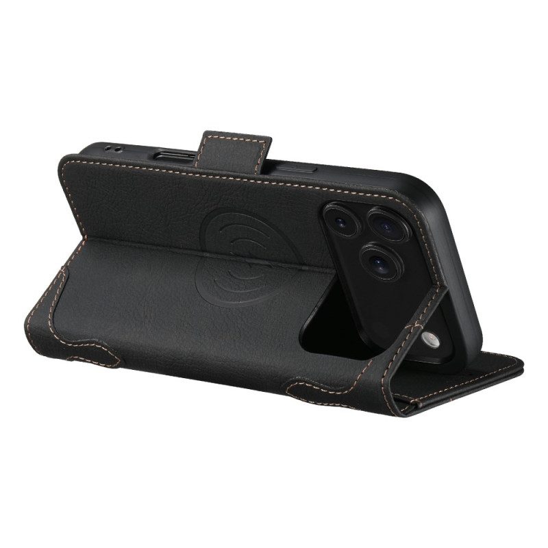 Folio-fodral iPhone 17 Pro Magsafe-kompatibelt Litchi-tyg