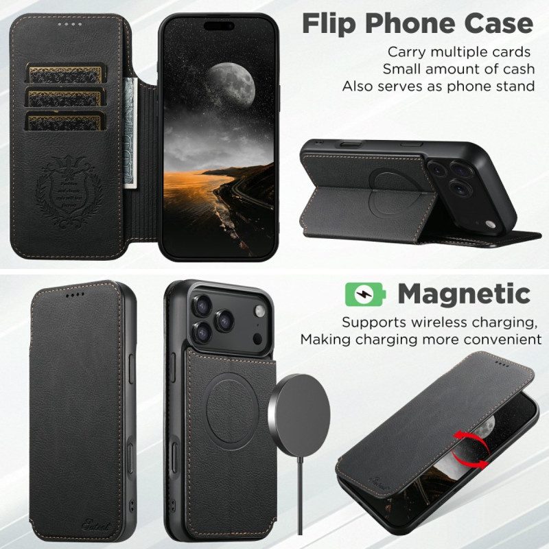 Folio-fodral iPhone 17 Pro Telefonfodral Magsafe-kompatibel Vintage-design