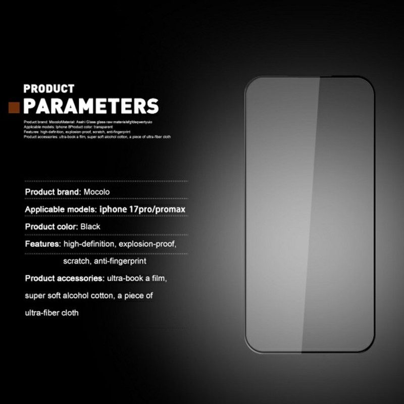 Heltäckande Skärmskydd I Härdat Glas För iPhone 17 Pro Max