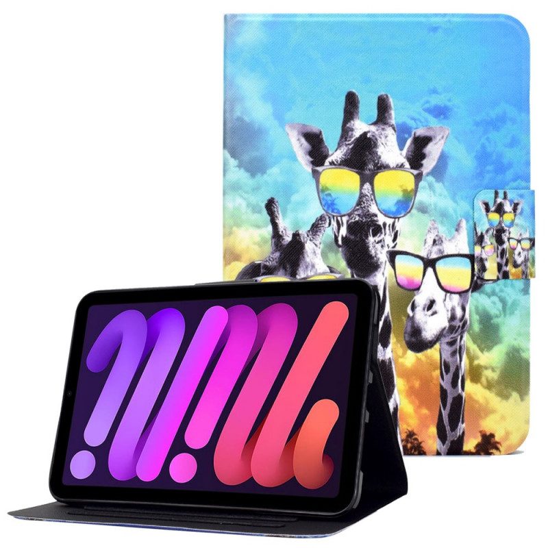 Läderfodral För iPad Mini 6 (2021) Funky Giraffer