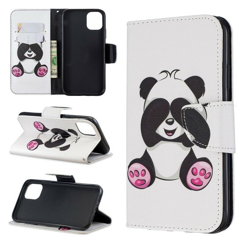Läderfodral För iPhone 11 Panda Kul