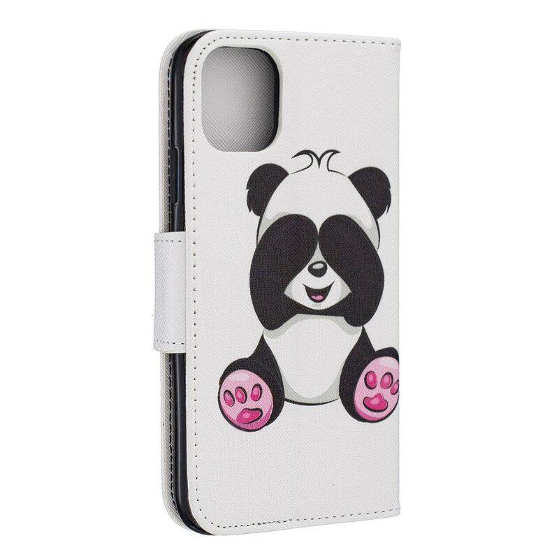 Läderfodral För iPhone 11 Panda Kul