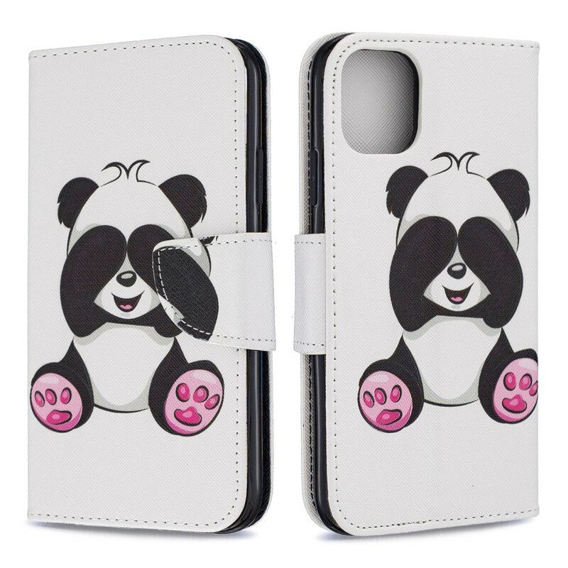 Läderfodral För iPhone 11 Panda Kul