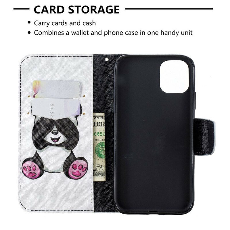 Läderfodral För iPhone 11 Panda Kul