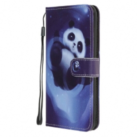 Läderfodral För iPhone 12 Mini Med Kedjar Thong Space Panda