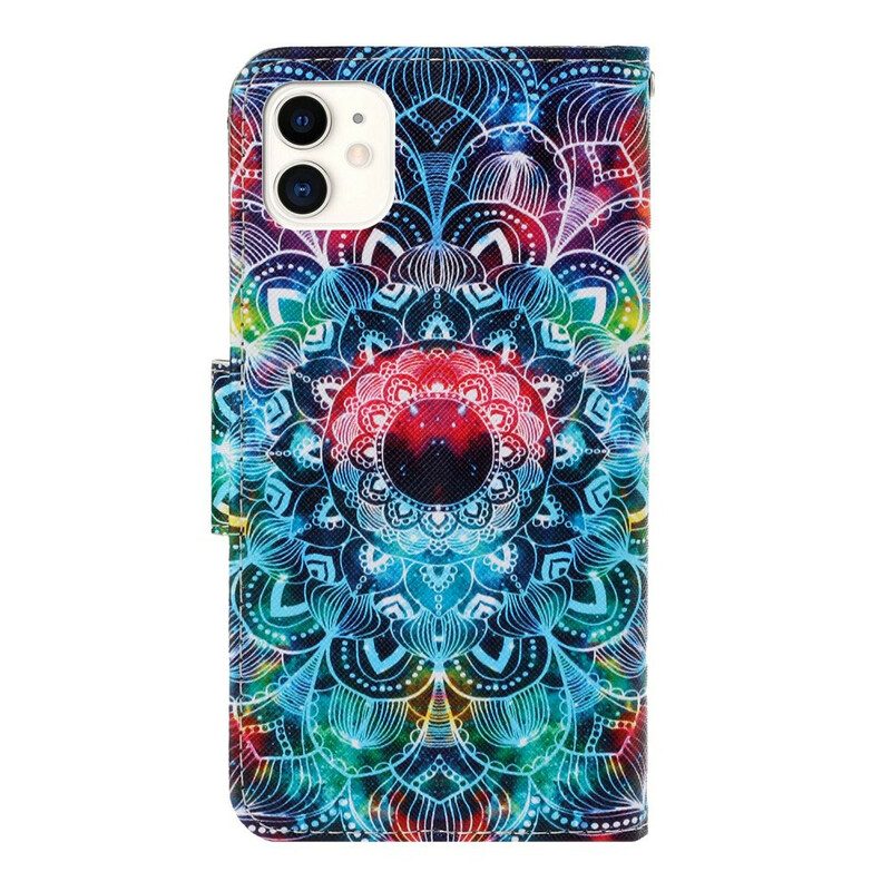 Läderfodral För iPhone 12 / 12 Pro Med Kedjar Flashy Strappy Mandala