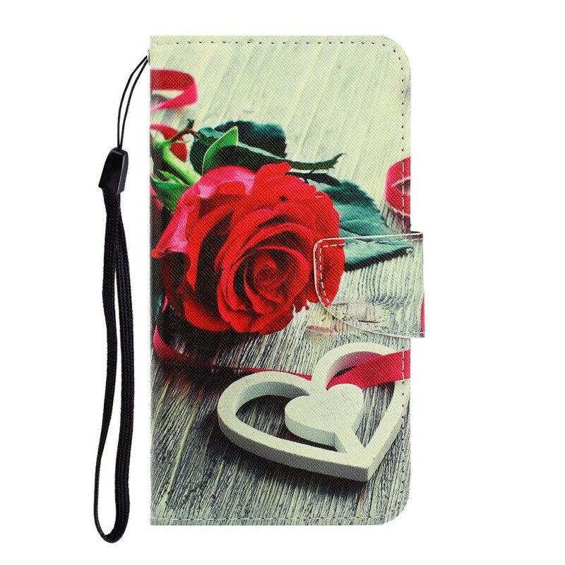 Läderfodral För iPhone 13 Med Kedjar Romantic Strappy Rose