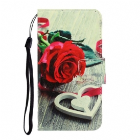 Läderfodral För iPhone 13 Med Kedjar Romantic Strappy Rose