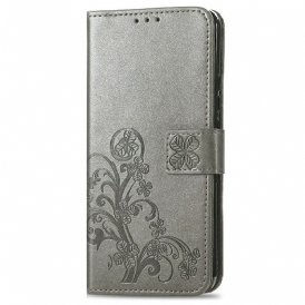 Läderfodral För iPhone 13 Mini Med Kedjar Thongfjärilar Och Blommor