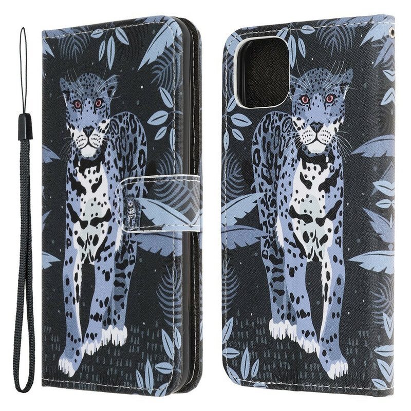 Läderfodral För iPhone 13 Pro Med Kedjar Thong Leopard