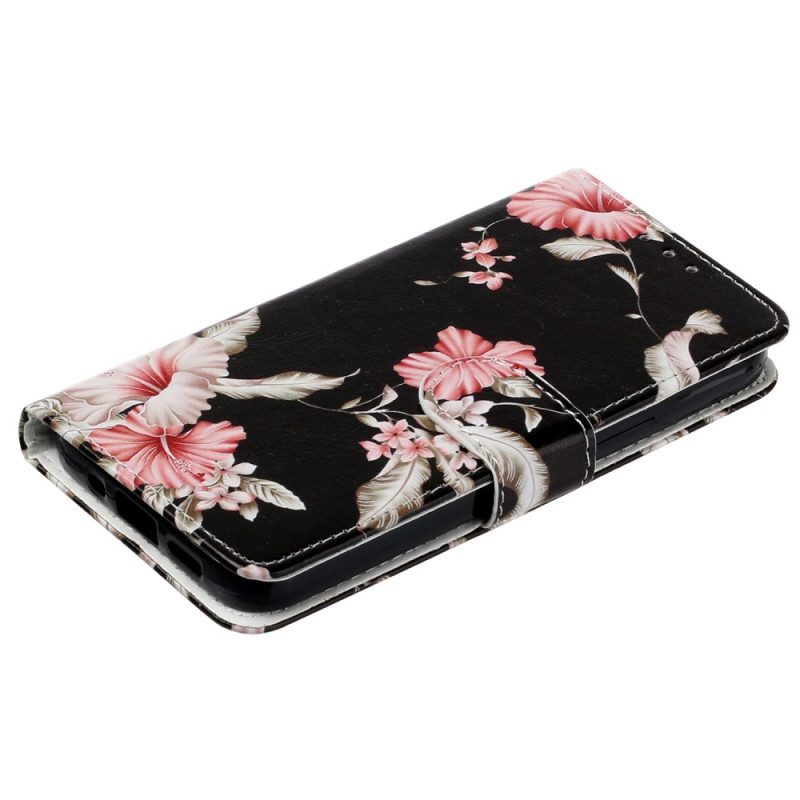 Läderfodral För iPhone 14 Blommor