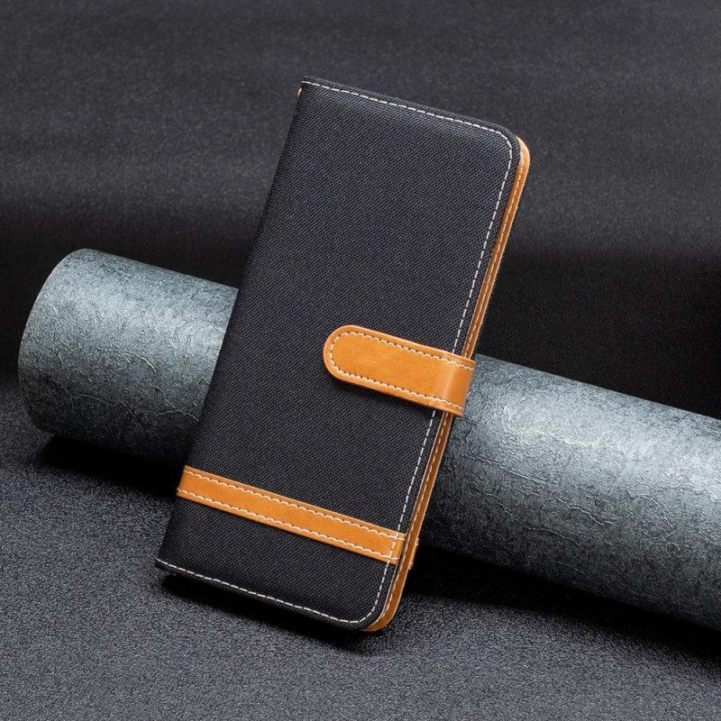 Läderfodral För iPhone 14 Pro Med Kedjar Tyg- Och Lädereffektrem
