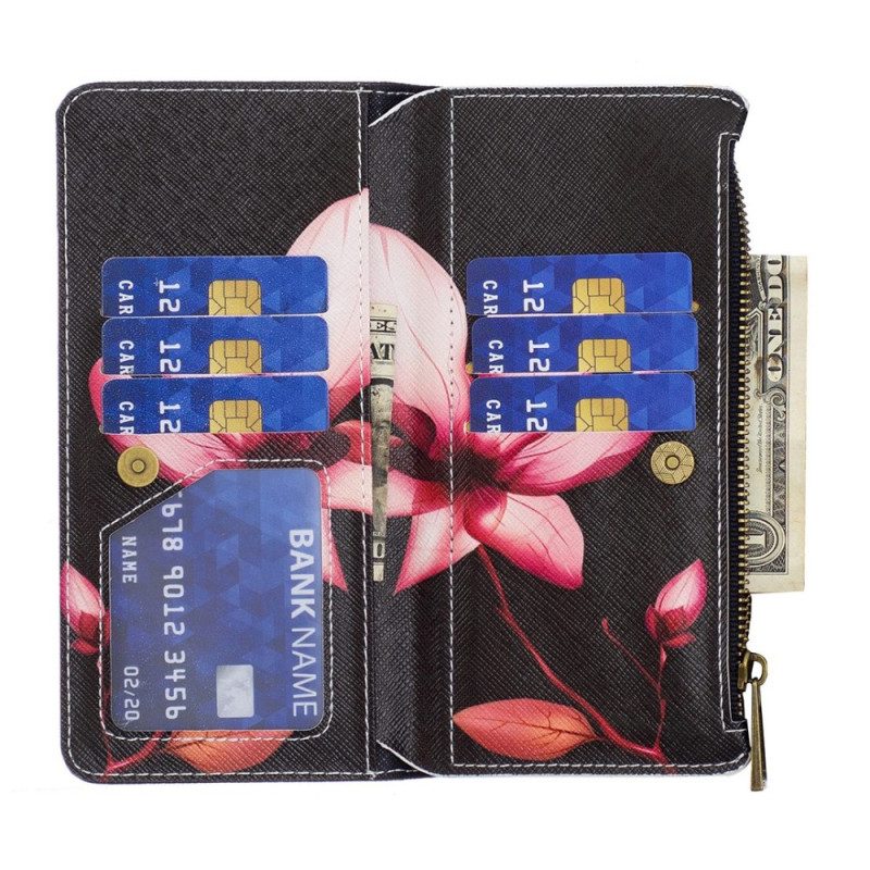 Läderfodral För iPhone 14 Pro Plånboksfodral Blomsterplånbok