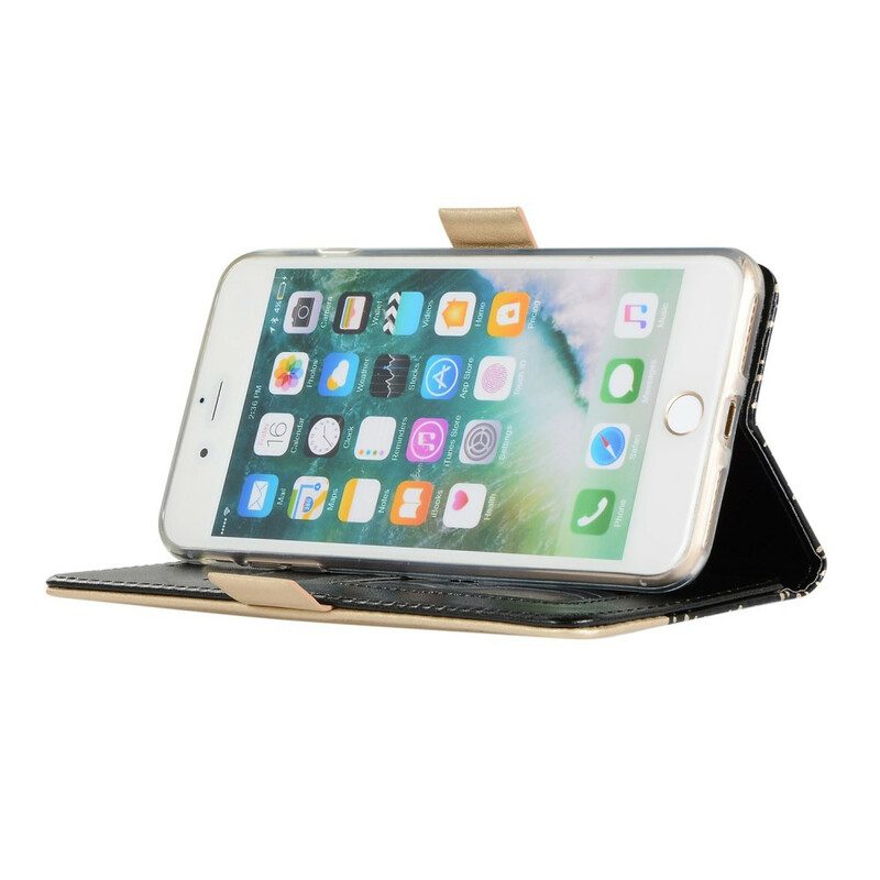 Läderfodral För iPhone 8 Plus / 7 Plus Med Kedjar Spetsremsmyntväska