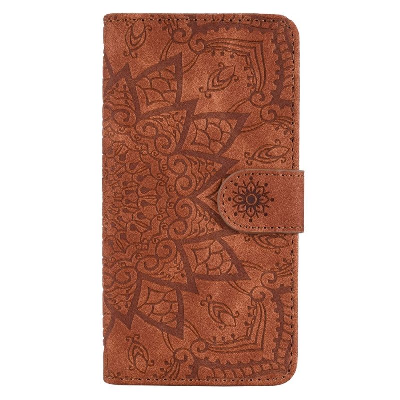 Läderfodral iPhone 16 Telefonfodral Mandala Mockaeffekt