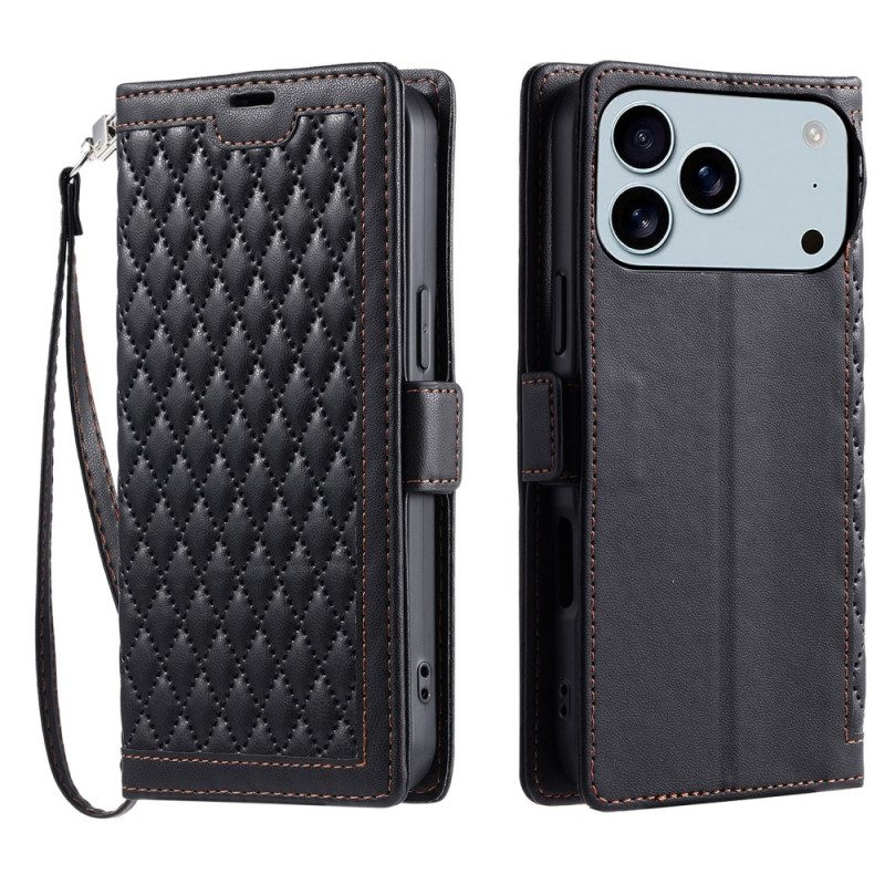 Läderfodral iPhone 17 Pro Max Telefonfodral Klassisk Quiltad