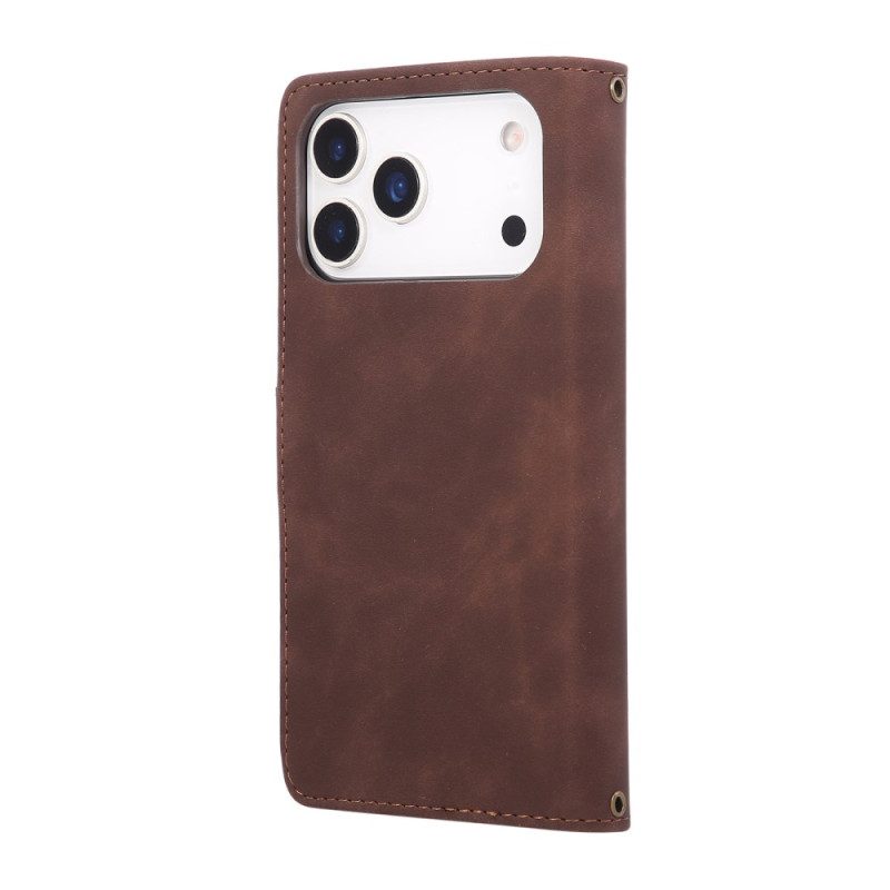 Läderfodral iPhone 17 Pro Max Telefonfodral Plånbok Med Mockaeffekt