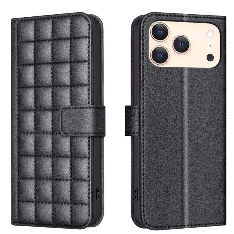 Läderfodral iPhone 17 Pro Max Telefonfodral Vadderad Binfen-färg