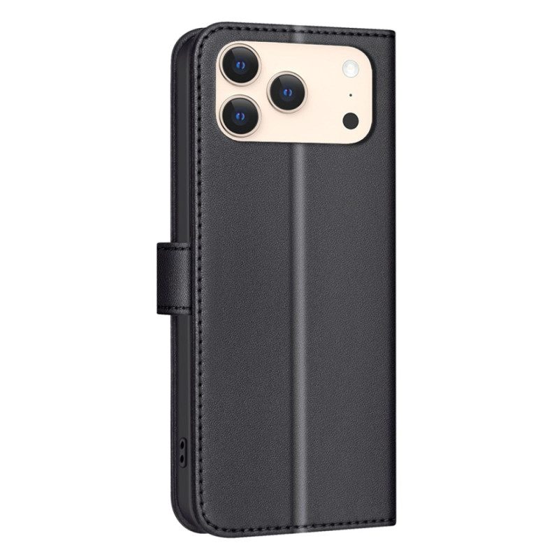 Läderfodral iPhone 17 Pro Max Telefonfodral Vadderad Binfen-färg
