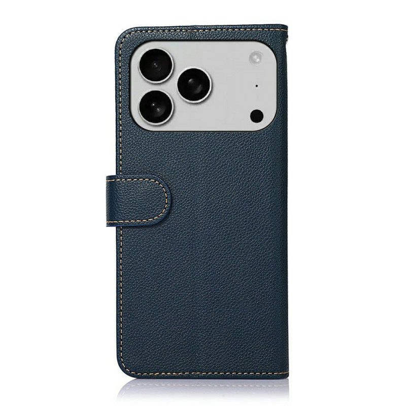 Läderfodral iPhone 17 Pro Telefonfodral Khazneh Tvåfärgad Rfid-plånbok