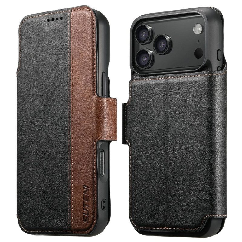 Läderfodral iPhone 17 Pro Telefonfodral Magsafe Tvåfärgat Avtagbart Fodral