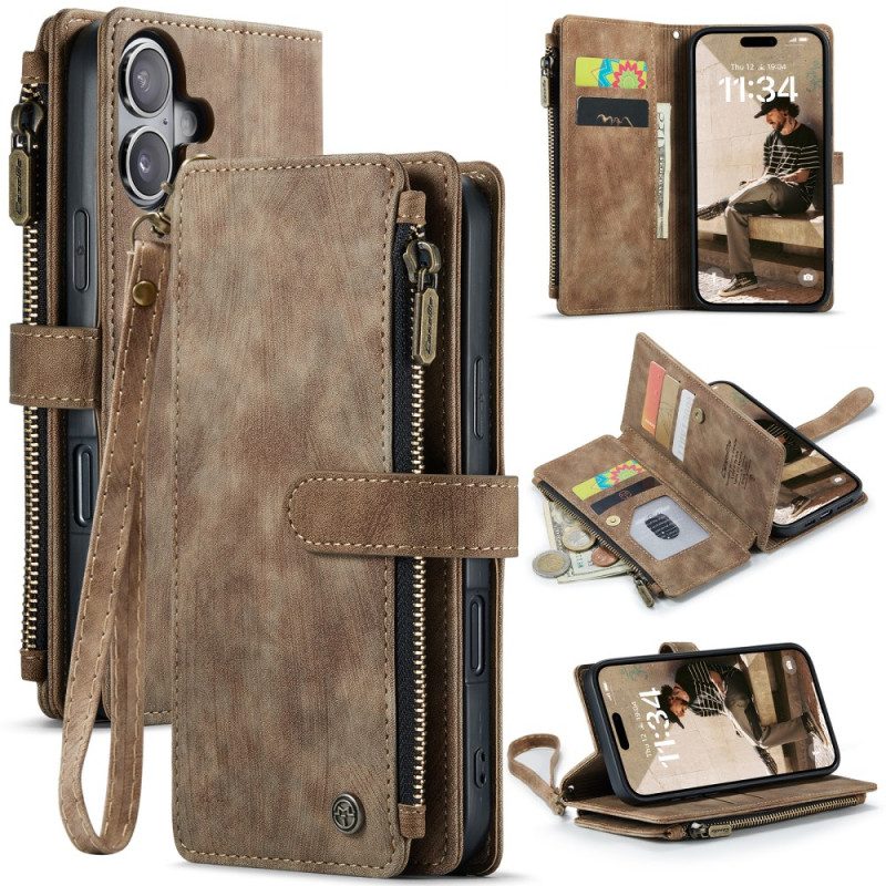 Läderfodral iPhone 17 Telefonfodral Plånbok Med 10 Kortfack
