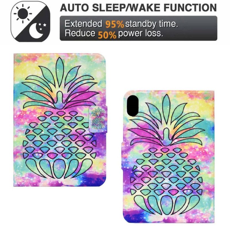 Läderskal Fodral iPad (2025) Grafisk Ananas