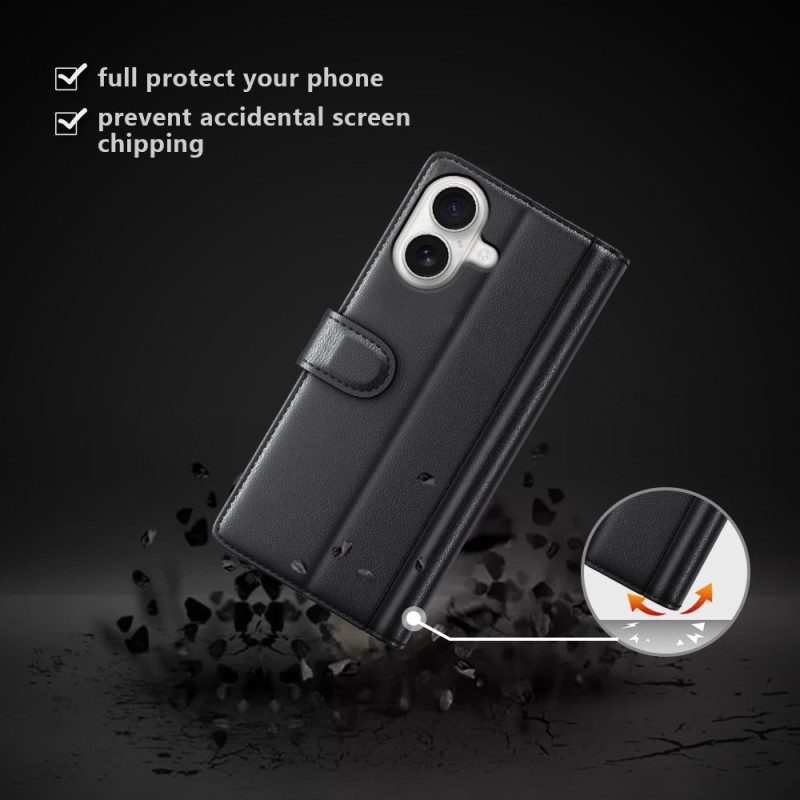 Läderskal Fodral iPhone 17 Plånbok I Äkta Läder