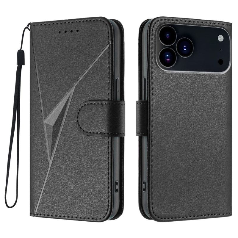 Läderskal Fodral iPhone 17 Pro Max Triangelmönster