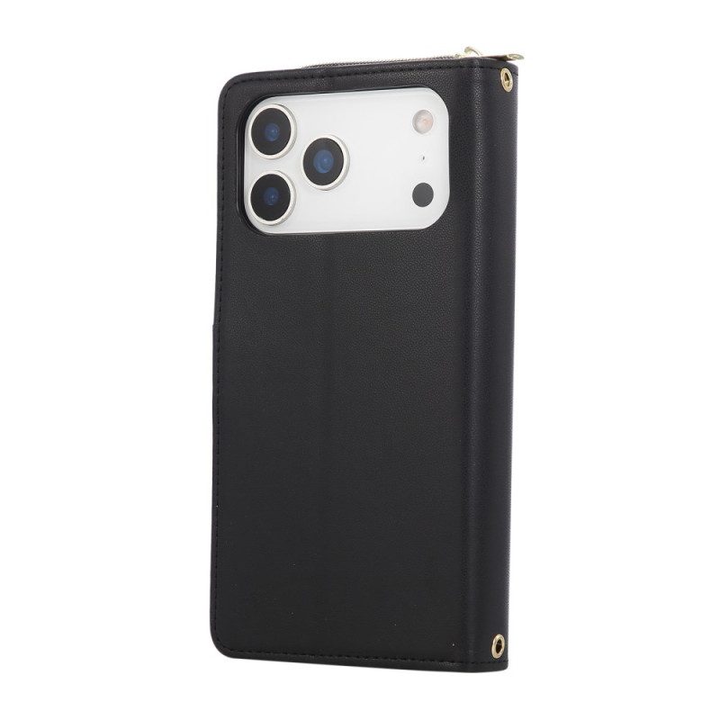 Läderskal Fodral iPhone 17 Pro Monokrom Rem