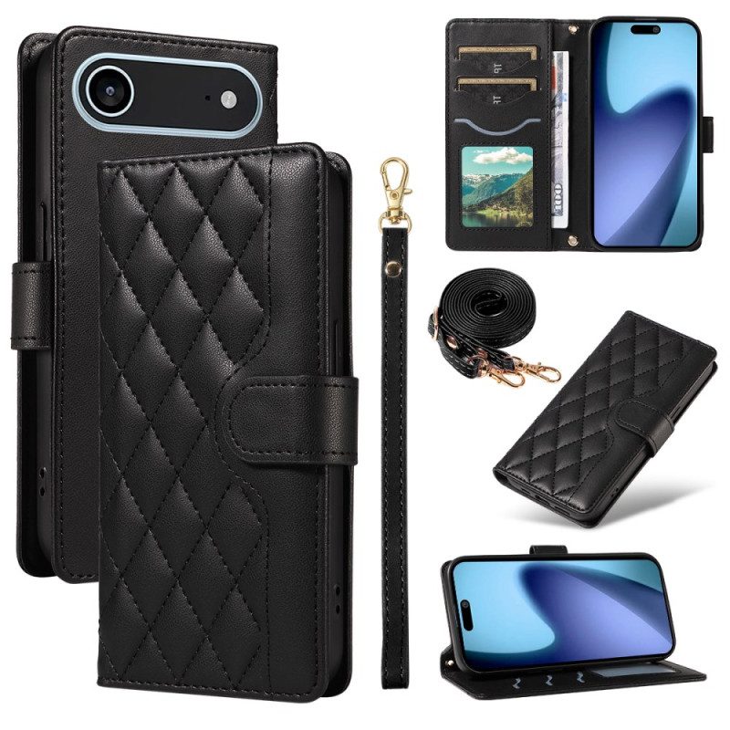Läderskal Fodral iPhone Air Quiltad Med Rem Och Axelrem