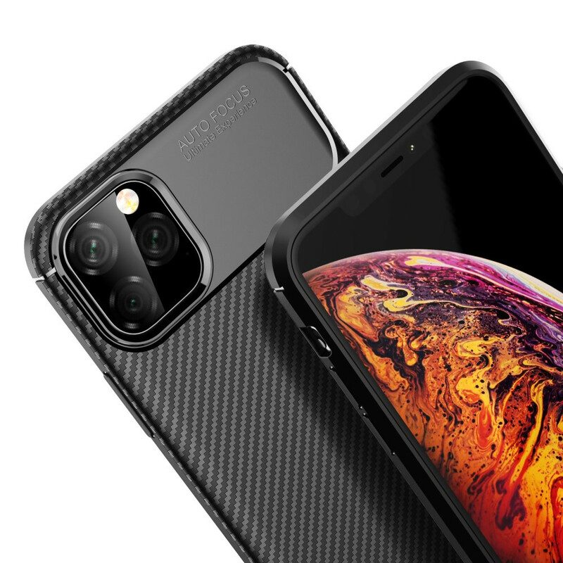 Mobilskal För iPhone 11 Pro Max Flexibel Kolfiberstruktur