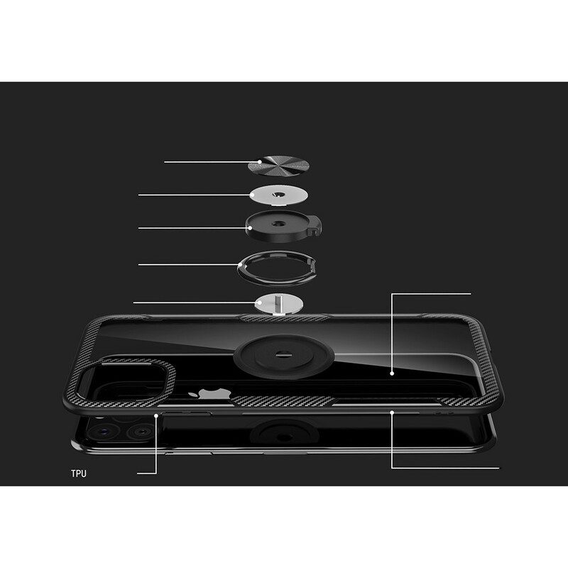 Mobilskal För iPhone 11 Pro Max Ring-support Edges Metal Effect