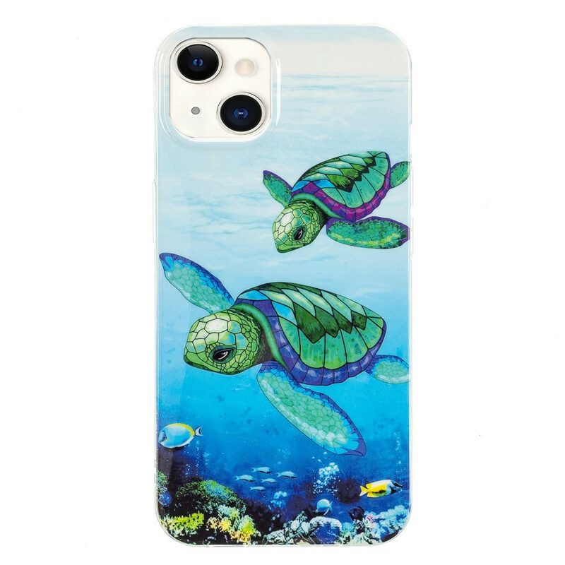 Mobilskal För iPhone 13 Fluorescerande Sköldpaddor