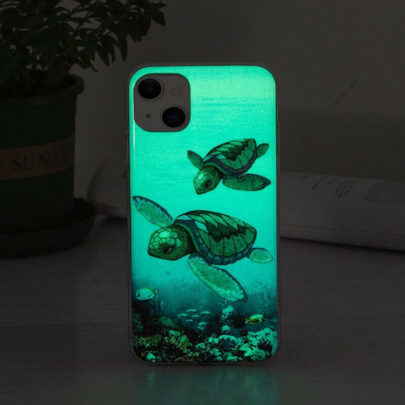 Mobilskal För iPhone 13 Fluorescerande Sköldpaddor