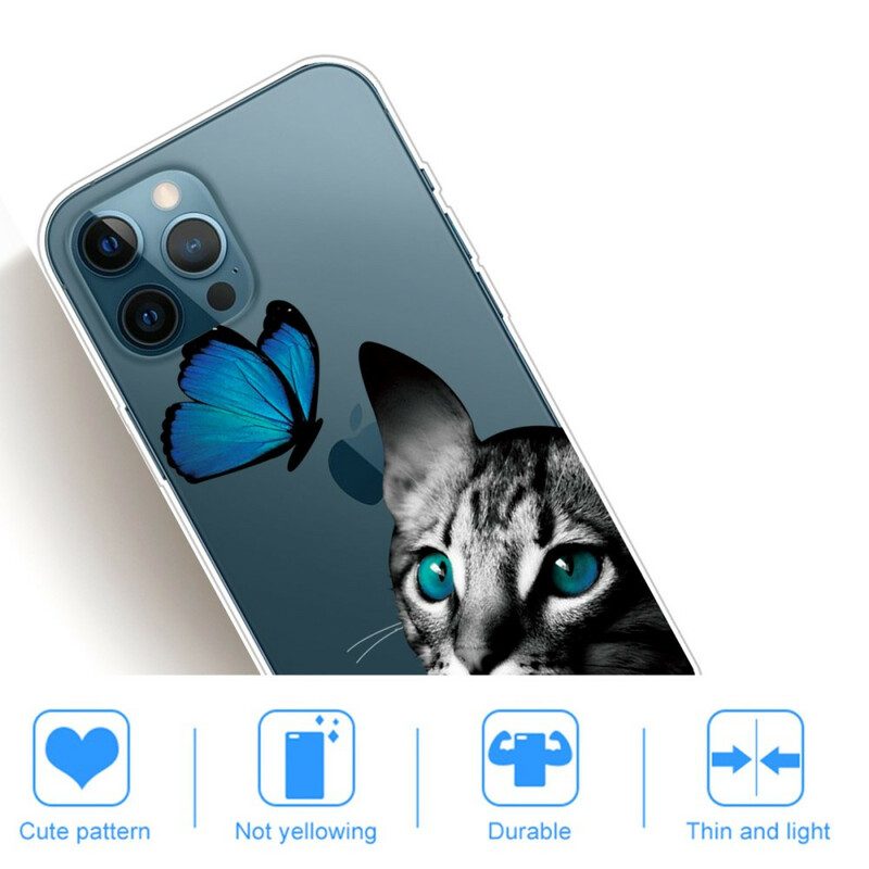 Mobilskal För iPhone 13 Pro Max Katt Och Fjäril