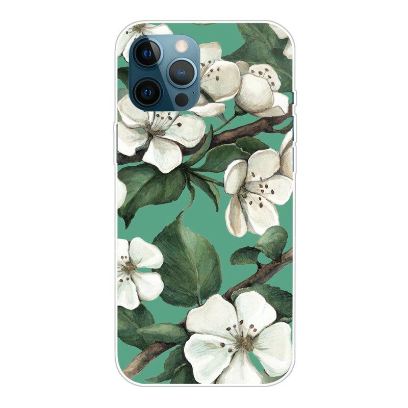 Mobilskal För iPhone 13 Pro Max Målade Vita Blommor