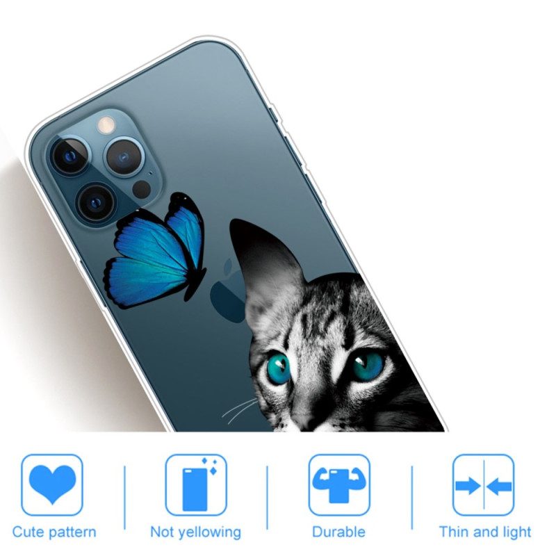 Mobilskal För iPhone 14 Pro Max Katt Och Fjäril